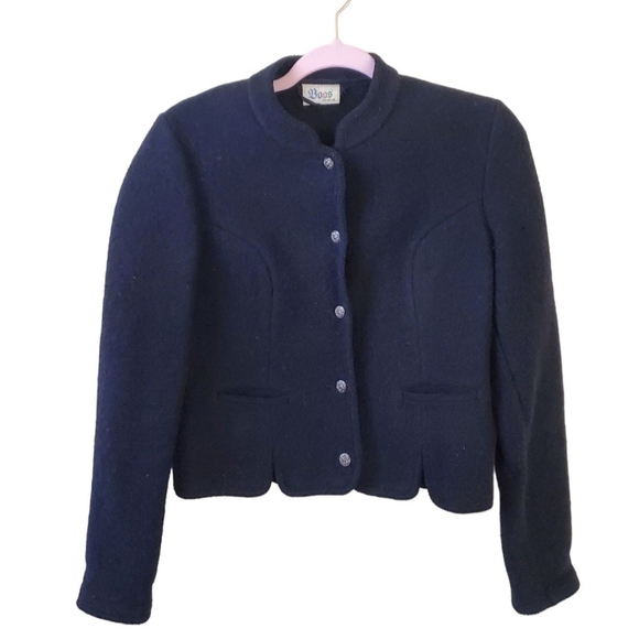 Boos Vintage Austrian Black Boiled Wool Jacket Size 38 - Picture 1 of 7